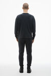 Alexander Wang washed black langarmshirt aus baumwollstretch in waffelstrick