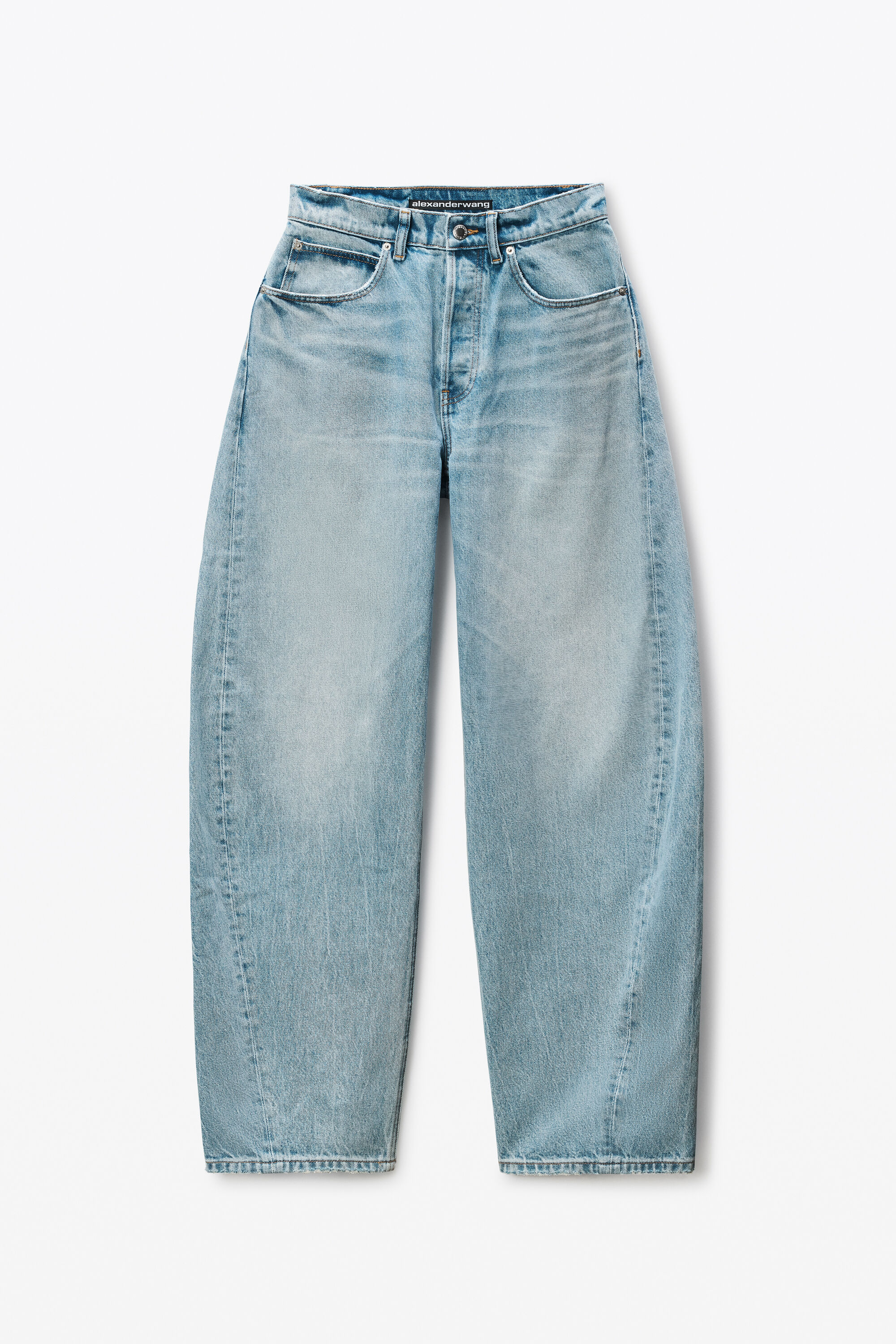 Logo-Embossed Balloon Jeans in VINTAGE LIGHT INDIGO | alexanderwang®