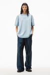 alexander wang 密织平纹针织布发泡品牌标志短袖 t 恤 light blue heather