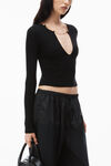alexander wang 徽标铭牌美利奴羊毛 v 领套头衫 black