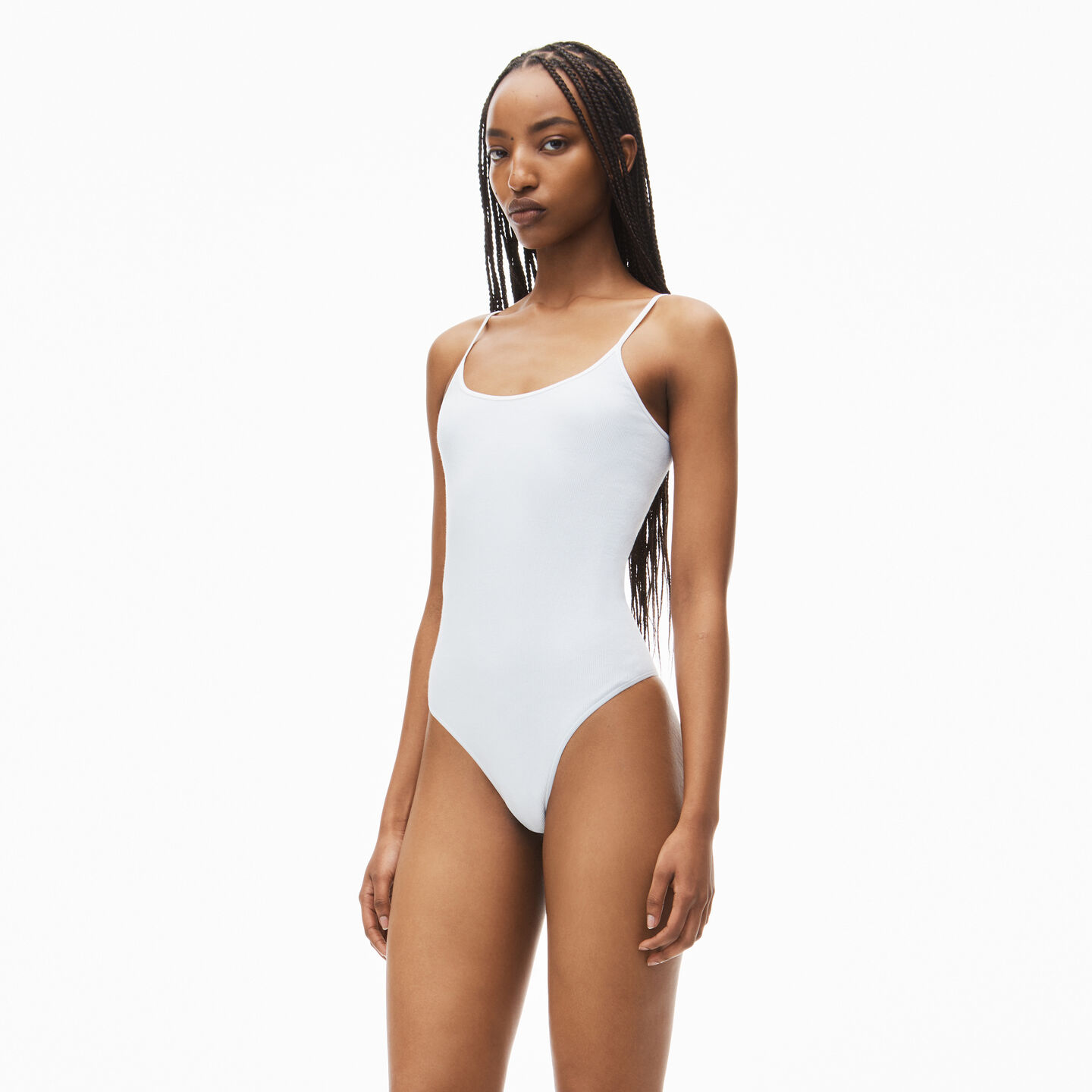 Shop Alexander Wang Cami Bodysuit In Ribbed Knit In White