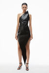 Alexander Wang black robe mi-longue en cuir croco gaufré à ourlet en pointe