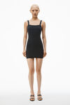 Alexander Wang washed black minidress in waffle-knit cotton stretch