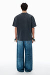 Alexander Wang washed black schwarzes oversize-t-shirt aus baumwollmischgewebe