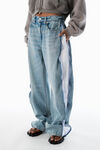 Alexander Wang vintage bleach blue ausgeblichene blaue jeans mit geschwungenem reißverschluss