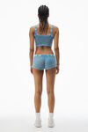 Alexander Wang washed blue boy short in waffle-knit cotton stretch