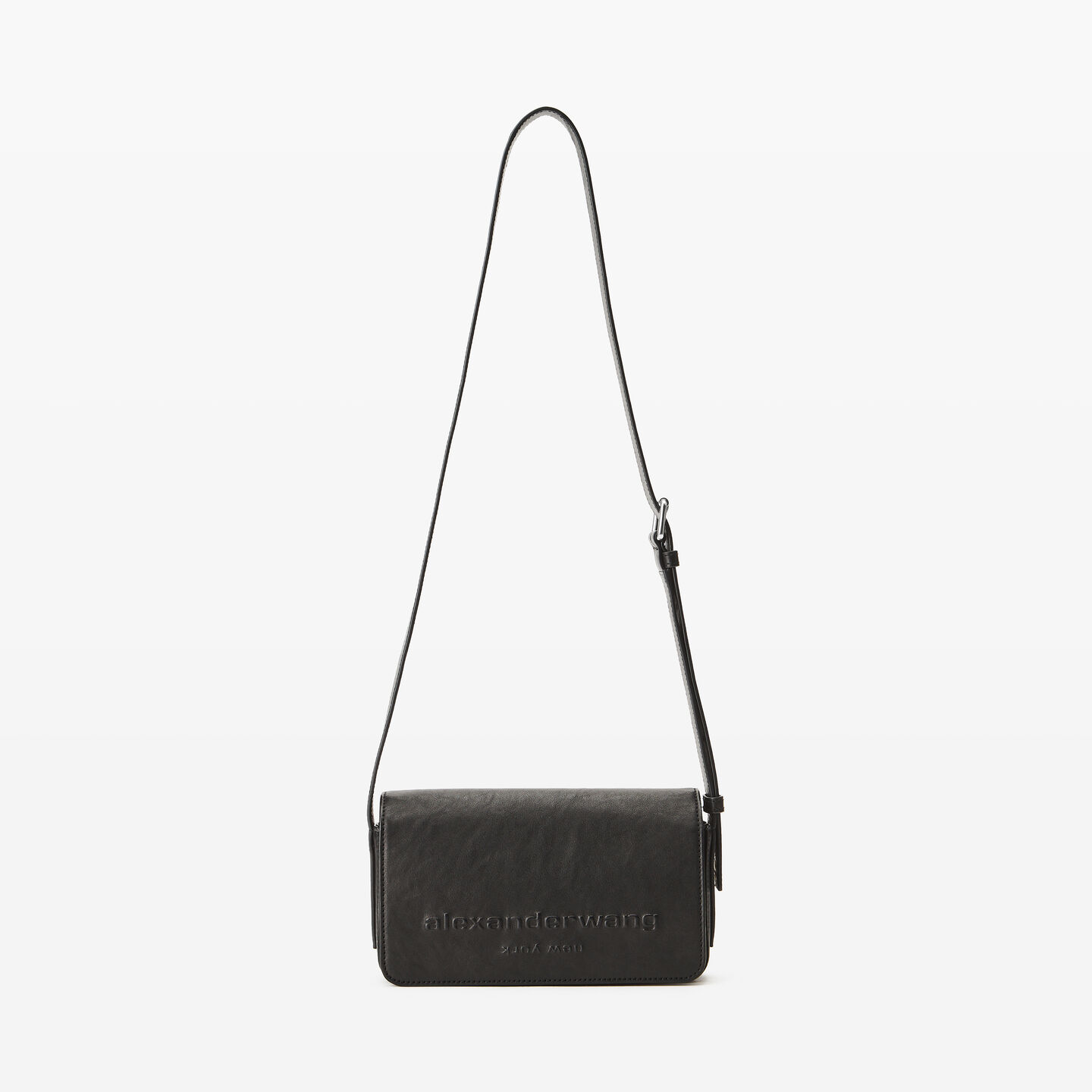Alexander Wang Punch Flap Crossbody Leather Small In Black