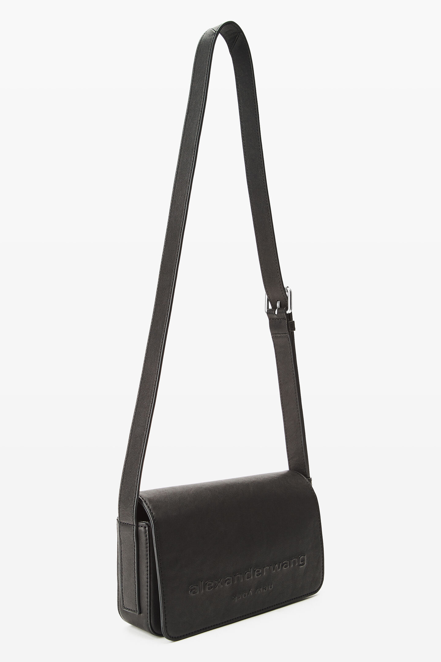 Alexander Wang Punch Flap Crossbody Leather Small In Black