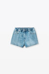Alexander Wang vintage light indigo short de jogging marathon bouffant en jean avec logo en relief