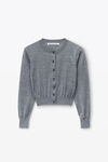 Alexander Wang heather grey logo cropped cardigan in superfine merino