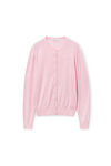 Alexander Wang pink chalk logo-embossed cardigan in superfine merino wool