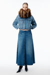 Alexander Wang vintage marbled blue a字形中长款牛仔布半身裙