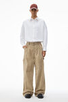Alexander Wang weathered tan rounded carpenter jeans with weathered flocking