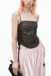 Alexander Wang black ruched cami top in crystal hotfix