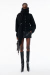 Alexander Wang black black wool-cotton draped back cardigan