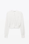 Alexander Wang soft white logo-embroidered cropped cardigan in viscose