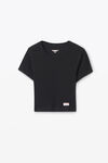 Alexander Wang black crystal hotfix short-sleeve cropped tee