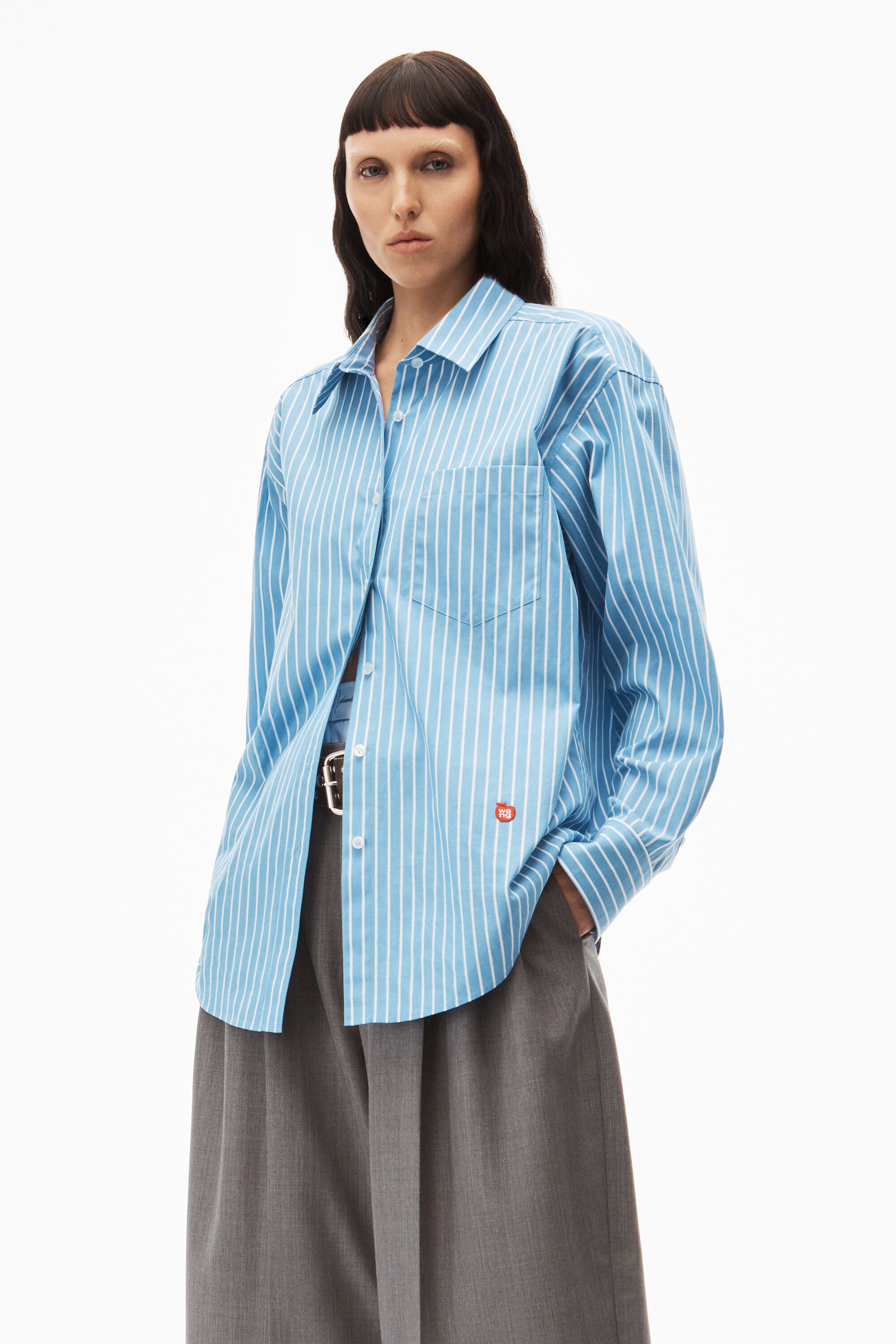 alexanderwang APPLE BOYFRIEND SHIRT IN COMPACT COTTON 