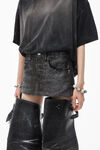 Alexander Wang washed black crystal hotfix mini skirt in cotton denim