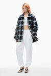 alexander wang puff logo sweatpant in structured terry    white