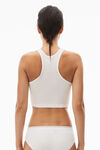 alexander wang cropped racerback tank in ribbed jersey white
