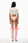 alexander wang short sleeve turtleneck in bodycon nylon soft white