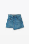 Alexander Wang deep blue distressed denim wrap skirt