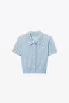 Alexander Wang ariel blue logo embroidered polo cardigan in viscose