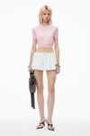 Alexander Wang pink chalk logo-embossed tee in superfine merino wool