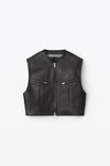 alexander wang tailored short vest in moto leather black