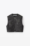 alexander wang 精裁短款机车皮革背心 black