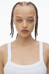 Alexander Wang white 华夫纹针织水晶烫钻吊带连衣裙