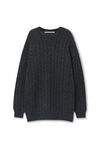 Alexander Wang charcoal 透明珠烫钻装饰强缩羊毛扭绳花纹针织连衣裙