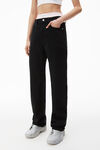 alexander wang ez mid-rise straight-leg jean in denim washed black