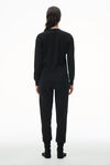 alexander wang unisex long sleeve in cotton waffle thermal  black