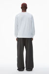 Alexander Wang white t-shirt à manches longues unisexe en jersey de coton avec logo effet usé