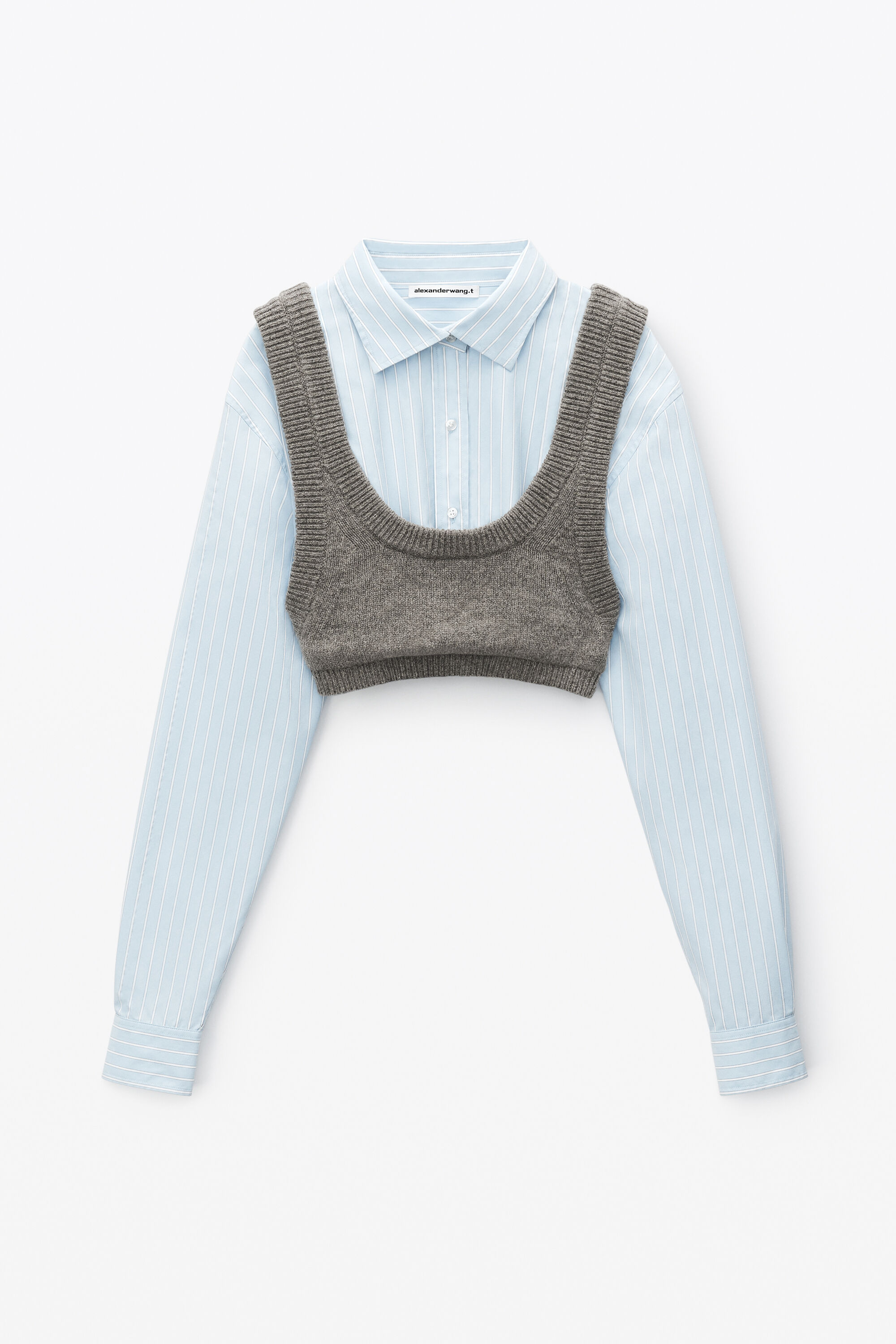 alexanderwang LAYERED KNIT CAMISOLE IN BOILED WOOL HEATHER GREY 