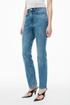 alexander wang fly high-rise stacked jean in denim vintage medium indigo