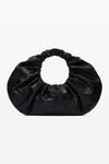 crescent large shoulder bag in crackle patent leather