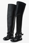 Alexander Wang black dixon buckle thigh-high boot in leather