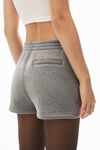 alexander wang puff logo sweatshort in glitter terry sidewalk