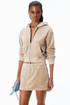 Alexander Wang warm taupe shrunken hoodie in crystal hotfix velour
