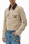 Alexander Wang weathered tan workwear jacket with weathered flocking