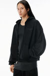 Alexander Wang black 黑色褶皱毛圈布连帽衫