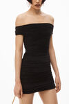 alexander wang off-shoulder mini dress in faux suede black