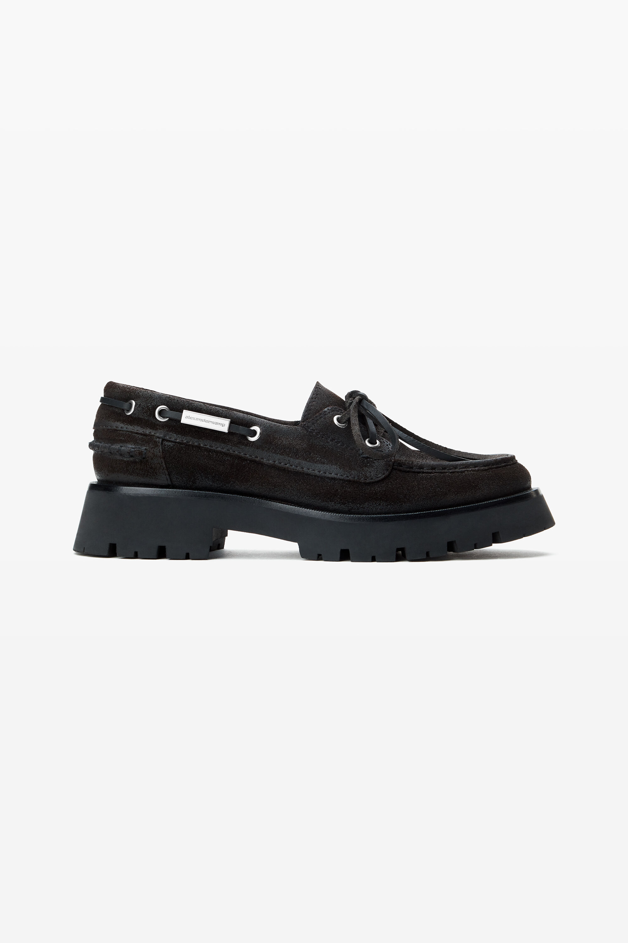 フラットシューズ Carson Boat Loafers - Alexander Wang - Leather - Chocolate beige waxed suede carson boat loafers in NATURAL