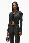 Alexander Wang black moto slim-leg trouser in lambskin leather