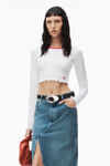 alexander wang 卷边下摆装饰微罗纹平纹针织圆领上衣 white