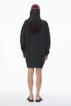 Alexander Wang charcoal clear bead hotfix cable-knit pullover dress in boiled wool