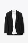 alexander wang combo collared blazer in wool blend black